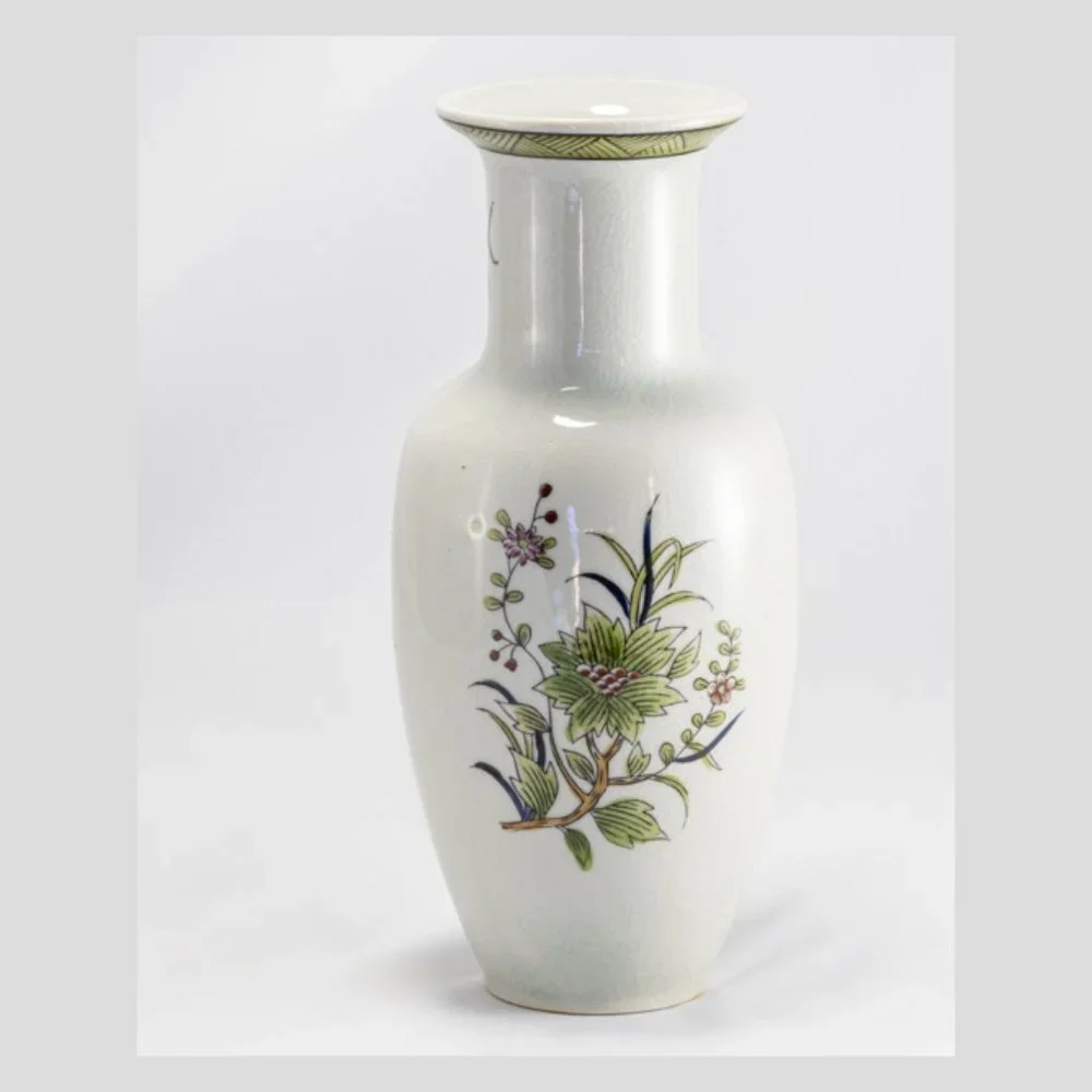 Vintage Andrea by Sadek Japan Bird Floral Chinoiserie Vase 10” #9275